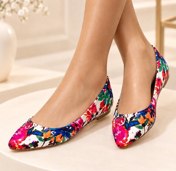 Christian Siriano Shoes - Christian Siriano Multicolor Floral Pointed-Toe Flats Size 8.5
